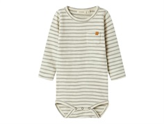 Lil Atelier bodysuit turtledove/forest fog with stripes